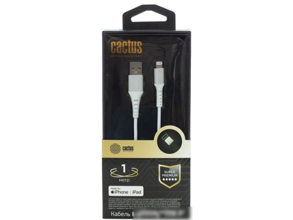Кабель CACTUS USB Type-A - Lightning CS-LG.USB.A-1 (1 м, белый)