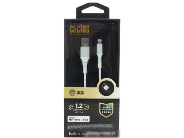 Кабель CACTUS USB Type-A - Lightning CS-LG.USB.A-1.2 (1.2 м, белый)