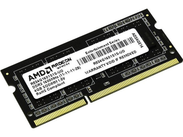 Оперативная память AMD Radeon Entertainment 4GB DDR3 SO-DIMM (R534G1601S1S-UO)