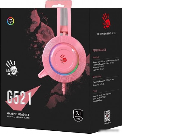 Наушники A4Tech Bloody G521 (розовый)