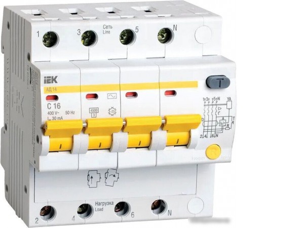 Дифференциальный автомат IEK MAD10-4-016-C-030