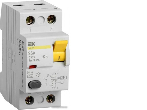Устройство защитного отключения IEK ВД1-63 2Р 25А 30мА MDV10-2-025-030