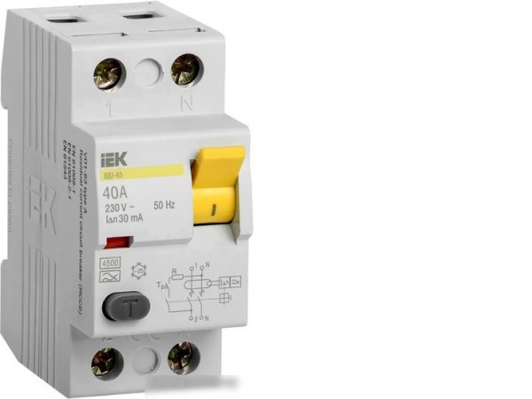 Устройство защитного отключения IEK ВД1-63 2P 40А 30мА MDV10-2-040-030