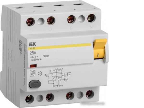 Устройство защитного отключения IEK ВД1-63 4Р 25А 300мА MDV10-4-025-300