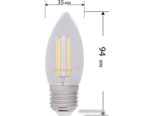 Светодиодная лампочка Rexant Свеча CN35 7.5Вт E27 600Лм 4000K нейтральный свет 604-090