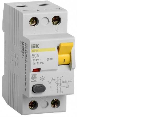 Дифференциальный автомат IEK ВД1-63 2Р 50А 30мА MDV10-2-050-030