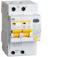 Дифференциальный автомат IEK АД12 2P 16А 10мА тип AC MAD10-2-016-C-010
