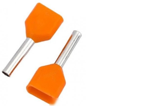 Наконечник-гильза для кабеля IEK НГИ2 0.5-8 UTE10-D1-8-100 (20 шт, оранжевый/серый)