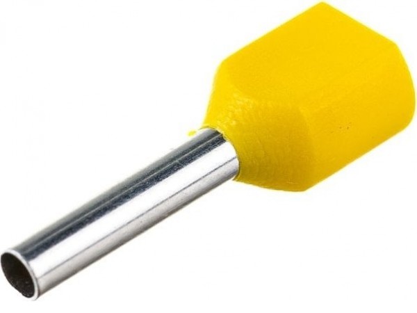 Наконечник-гильза для кабеля IEK НШвИ 2x1.0-10 UTE10-D2-3-100 (100 шт, желтый)