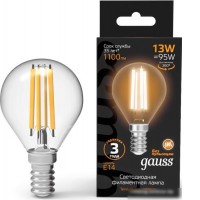 Светодиодная лампочка Gauss Filament Шар 13W 1100lm 2700К Е14 LED 1/10/50 105801113