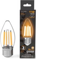 Светодиодная лампочка Gauss Filament Свеча 11W 810lm 2700К Е27 LED 1/10/50 103802111