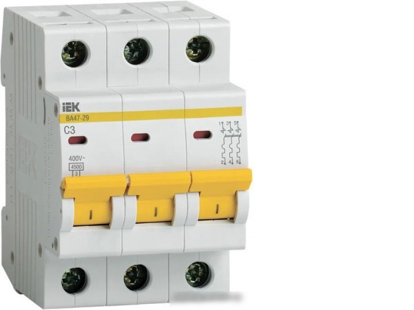 Выключатель автоматический IEK ВА 47-29 3А 3P 4.5кА С MVA20-3-003-C