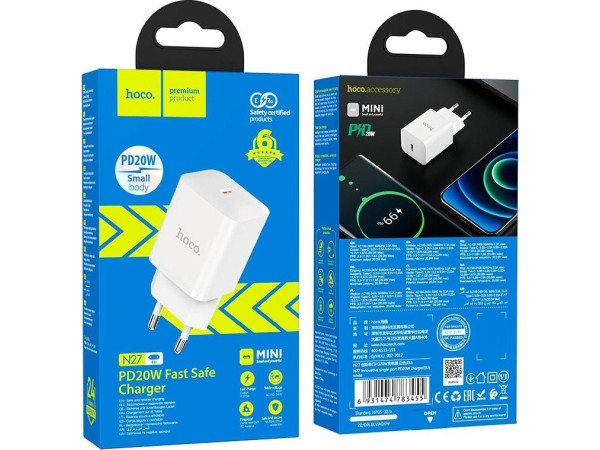 Сетевое зарядное Hoco N27 (белый)