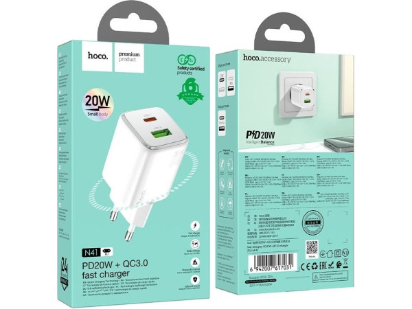 Сетевое зарядное Hoco N41 (белый)