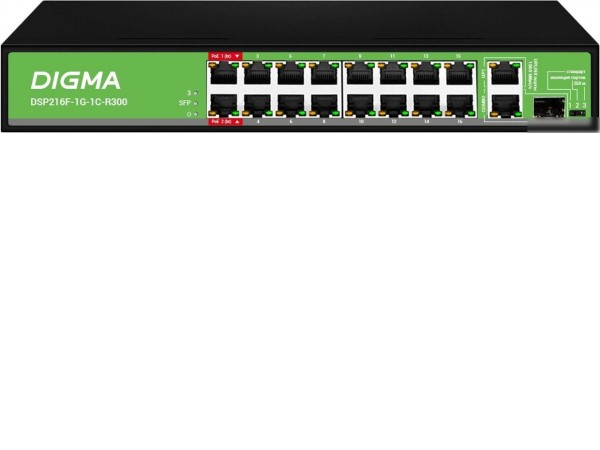 Неуправляемый коммутатор Digma DSP216F-1G-1C-R300