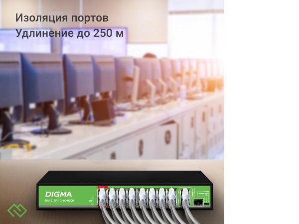 Неуправляемый коммутатор Digma DSP216F-1G-1C-R300