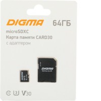 Карта памяти Digma MicroSDXC Class 10 Card30 DGFCA064A03