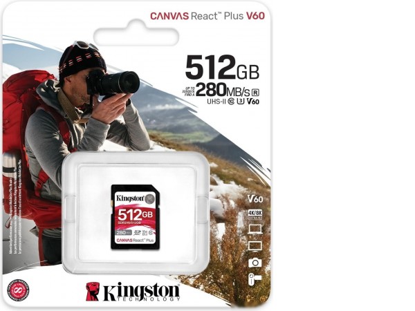Карта памяти Kingston Canvas React Plus V60 SDXC 512GB