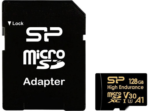 Карта памяти Silicon-Power Golden Series High Endurance microSDXC SP128GBSTXDV3V1HSP 128GB (с адаптером)