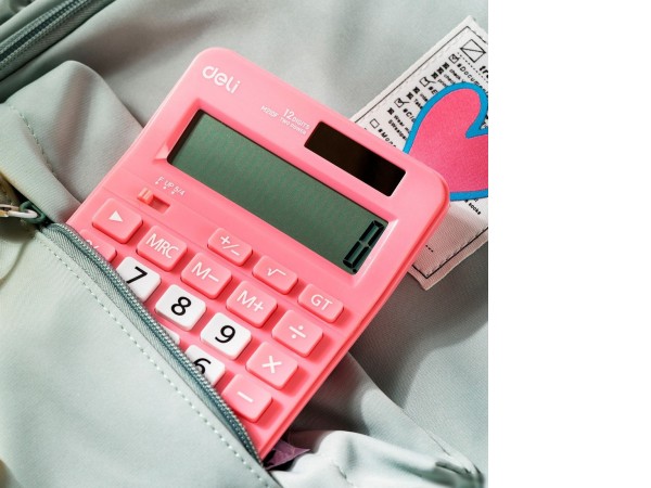 Калькулятор Deli EM210F (розовый)