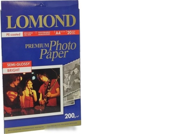 Фотобумага Lomond Полуглянцевая ярко-белая A4 200 г/м2 20 листов [0102149]