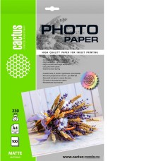 Фотобумага CACTUS Матовая A4 230 г/кв.м. 100 листов CS-MA4230100
