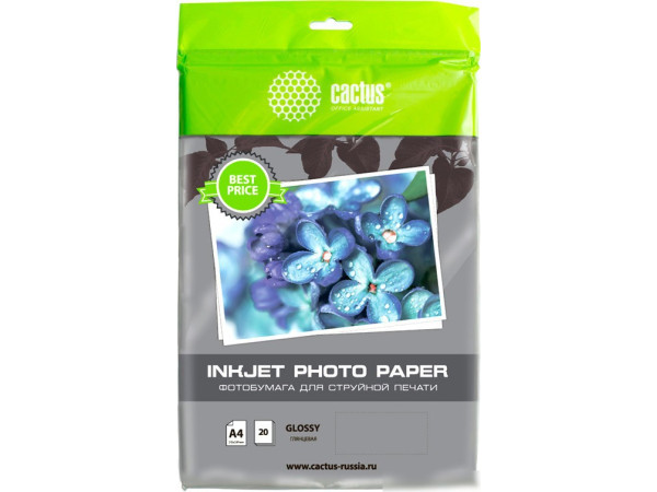 Фотобумага CACTUS Глянцевая A4 130 г/м2 20 листов CS-GA413020ED