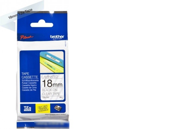 Картридж-лента для термопринтера Brother TZe-141 (18 мм, 8 м)