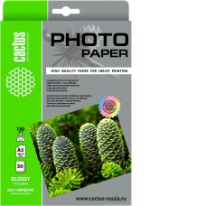 Самоклеящаяся бумага CACTUS Глянцевая A5 130 г/м2 50 листов CS-GSA513050