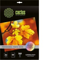 Фотобумага CACTUS суперглянцевая A3 260г/м2 50 л Prof CS-HGA326050