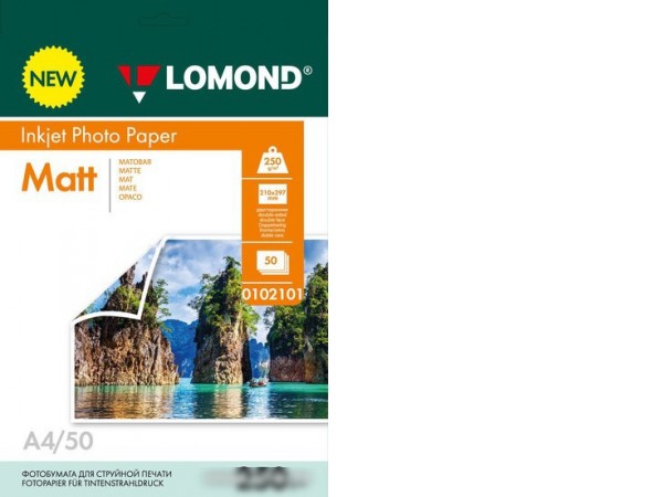 Фотобумага Lomond двухсторонняя матовая А4 250 г/м2 50 л 0102101