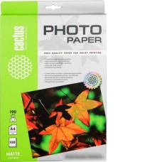Фотобумага CACTUS Матовая A4 190 г/кв.м. 100 листов(CS-MA4190100)