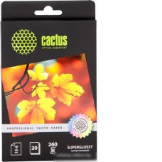 Фотобумага CACTUS Суперглянцевая A6 260 г/кв.м. 20 листов (CS-HGA626020)