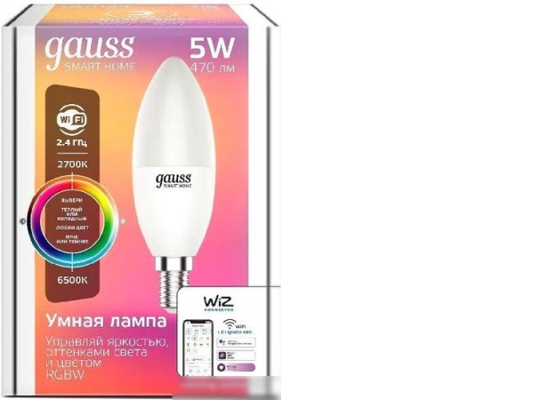 Светодиодная лампочка Gauss Smart Home E14 5 Вт 2700-6500K 1190112