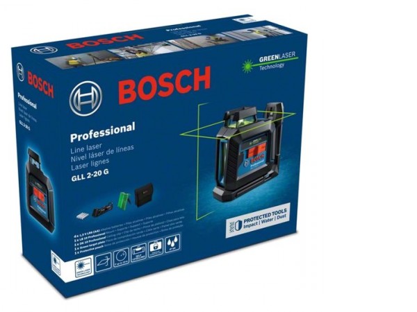 Лазерный нивелир Bosch GLL 2-20 G Professional 0601065000 (сумка, держатель, 4xAA)