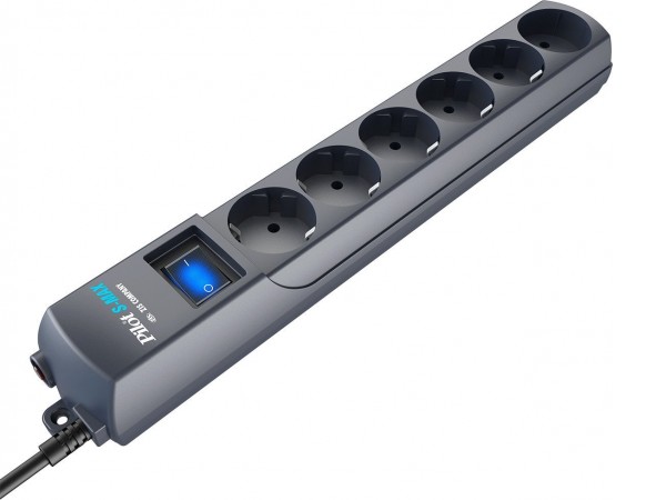 Сетевой фильтр Pilot S-Max (3 м, 6 розеток, серый)