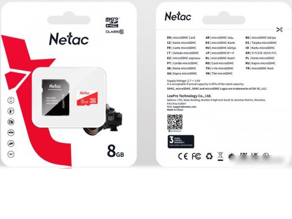Карта памяти Netac microSDHC P500 ECO 8GB