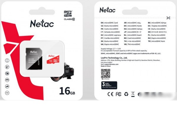 Карта памяти Netac microSDXC P500 ECO 16GB