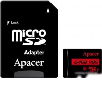 Карта памяти Apacer microSDXC AP64GMCSX10U5-R 64GB (с адаптером)