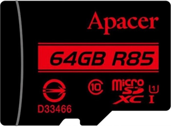 Карта памяти Apacer microSDXC AP64GMCSX10U5-R 64GB (с адаптером)