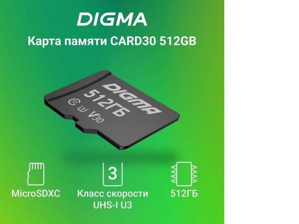 Карта памяти Digma MicroSDXC Class 10 Card30 DGFCA512A03