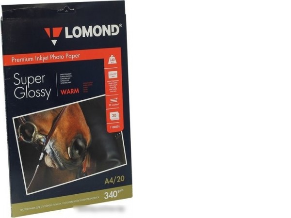 Фотобумага Lomond Суперглянцевая A4 340 г/м2 20 листов [1100301]