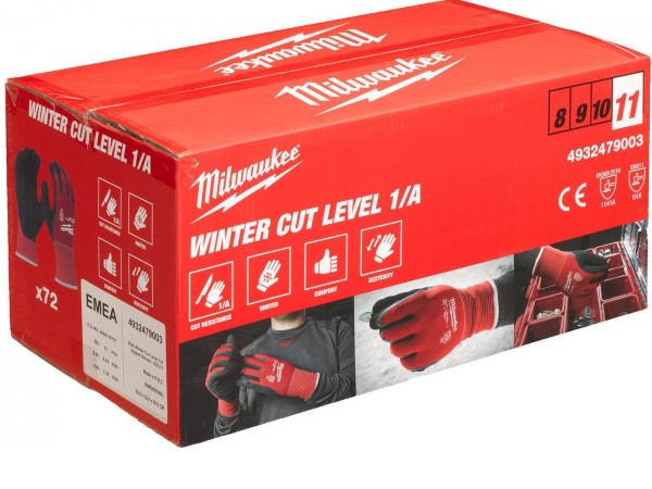 Латексные перчатки Milwaukee Winter Cut level 1/A 9/L 4932479001 (72 пары)