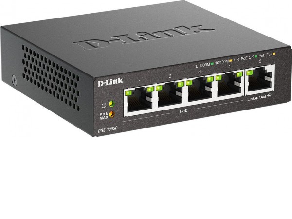Неуправляемый коммутатор D-Link DGS-1005P/B3A