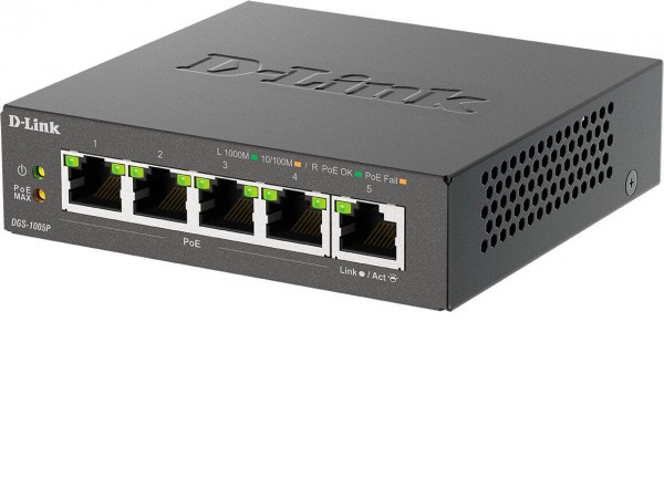 Неуправляемый коммутатор D-Link DGS-1005P/B3A