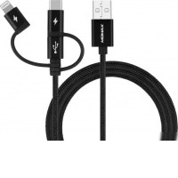 Кабель Momax DX1D OneLink 3-in-1 USB Type-A - Lightning/microUSB/USB Type-C (1 м, черный)