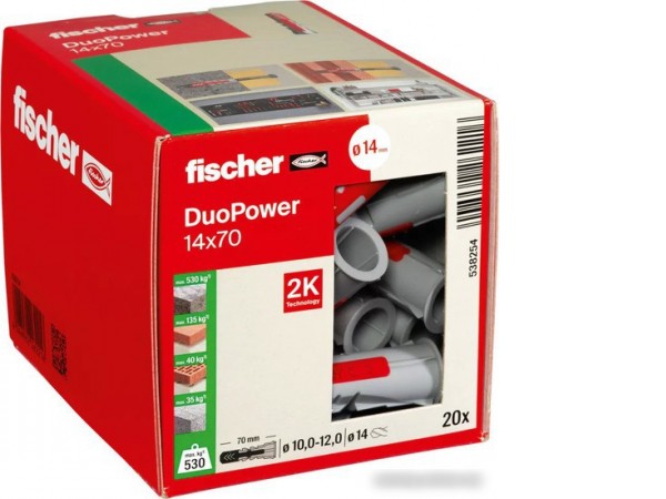 Дюбель универсальный Fischer DuoPower 14 x 70 538254 (20 шт)