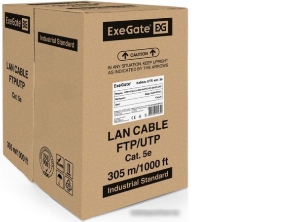 Кабель ExeGate UTP4-C5e-CU-S24-IN-PVC-GY-305-FLUKE UTP