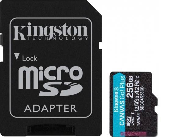 Карта памяти Kingston Canvas Go! microSDXC 256GB SDCG4/256GB (с адаптером)