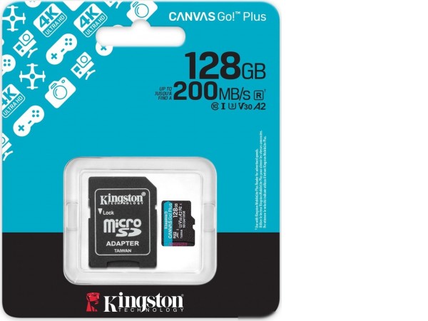 Карта памяти Kingston Canvas Go! microSDXC 128GB SDCG4/128GB (с адаптером)